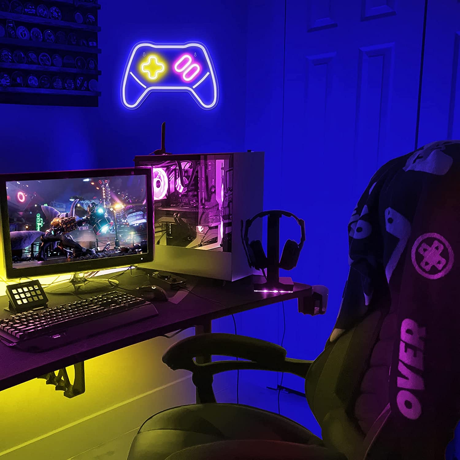 Game Controller Neon Signs Neon Sign for Video/Pc Gamer, Teen Boys' Gift - LED Signs for Wall, Bedroom, Game Room Decor - Cool Gaming Console Neon Light