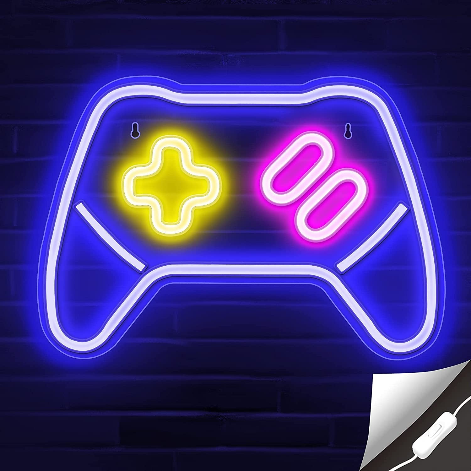 Game Controller Neon Signs Neon Sign for Video/Pc Gamer, Teen Boys' Gift - LED Signs for Wall, Bedroom, Game Room Decor - Cool Gaming Console Neon Light