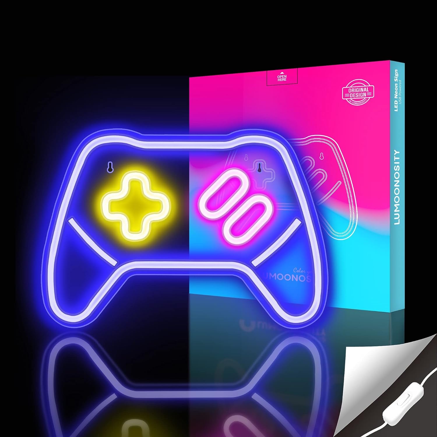 Game Controller Neon Signs Neon Sign for Video/Pc Gamer, Teen Boys' Gift - LED Signs for Wall, Bedroom, Game Room Decor - Cool Gaming Console Neon Light