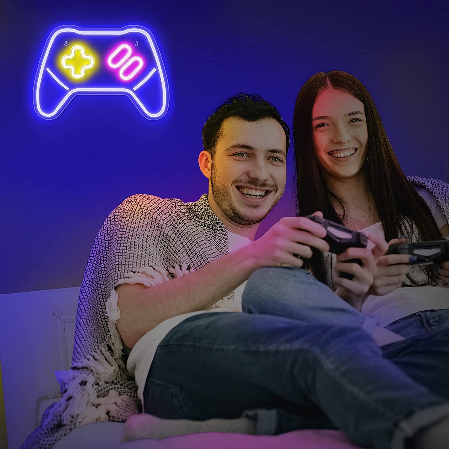 Game Controller Neon Signs Neon Sign for Video/Pc Gamer, Teen Boys' Gift - LED Signs for Wall, Bedroom, Game Room Decor - Cool Gaming Console Neon Light